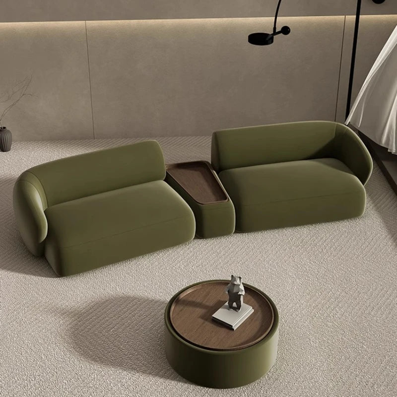 Curved Sofa Special Shaped Designer Beauty Salon Couch Lounge Area Sofa Coffee Table Set Furniture Velvet Living Room Sofas