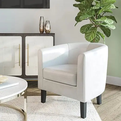 Leather-Clad Club Chairs with Padded Seats for Living Rooms, Bedrooms, and Waiting Areas in Black