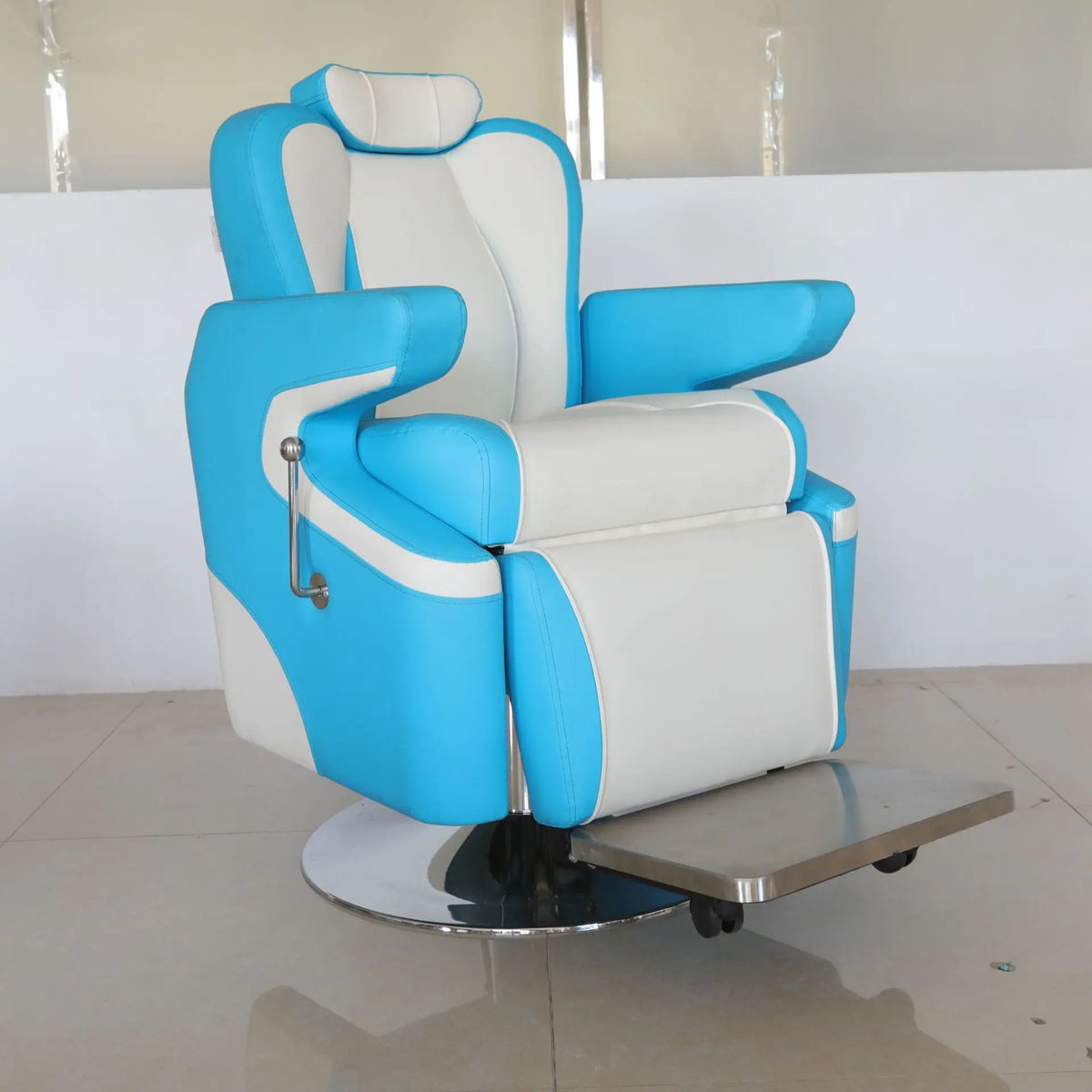 %d Modern PU Leather & Metal Adjustable Height Reclining Barber Salon Chair with High-Density Foam Seat for Commercial Use-