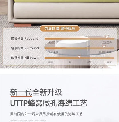 The first layer of cowhide leather sofa living room combination modern simple size apartment cream style leather sofa