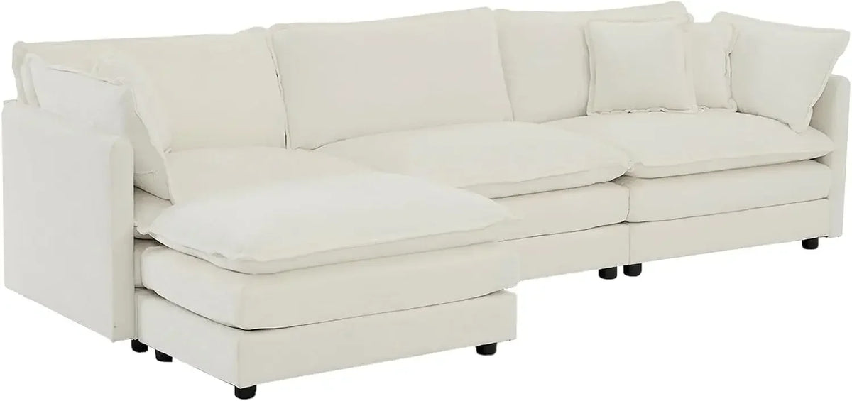 #For L-Shaped Modular Sectional Sofa, 3-Seater Comfy Cloud Couch with Ottoman/Chaise & 5 Pillows for Living Room Bedroom&