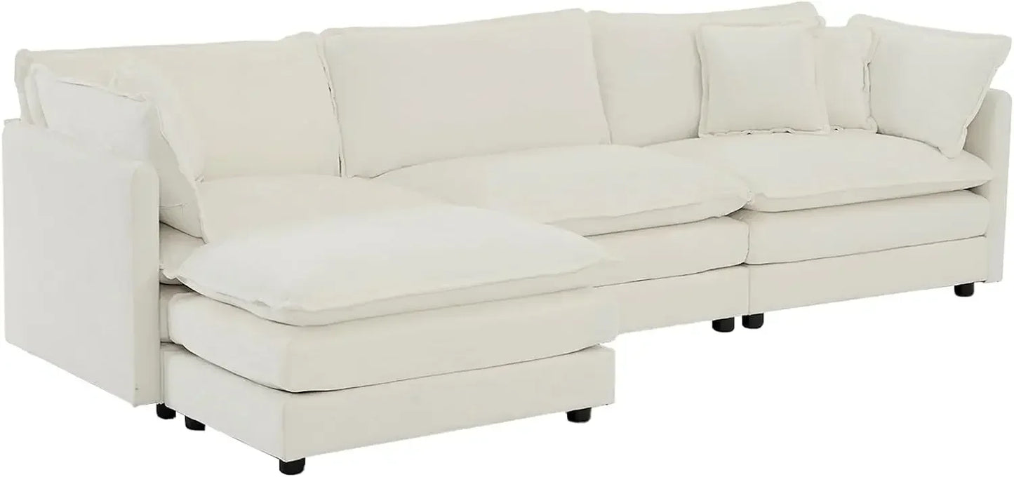 #For L-Shaped Modular Sectional Sofa, 3-Seater Comfy Cloud Couch with Ottoman/Chaise & 5 Pillows for Living Room Bedroom&
