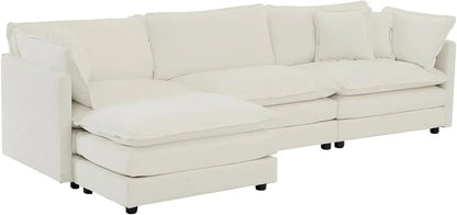 #For L-Shaped Modular Sectional Sofa, 3-Seater Comfy Cloud Couch with Ottoman/Chaise & 5 Pillows for Living Room Bedroom&