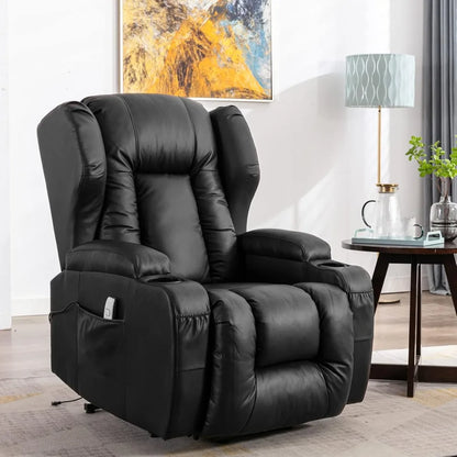 IPKIG Power Lift Chairs Recliners for Elderly with Massage and Heated, Faux Leather Power Recliner Chair with USB Ports/2 Remote
