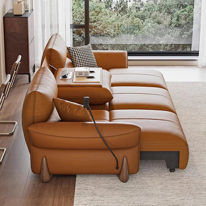 Relaxing Genuine Leather Sofa Living Room Electric Reclining Italian Sofa Lounge Luxury Divano Soggiorno Furniture Home