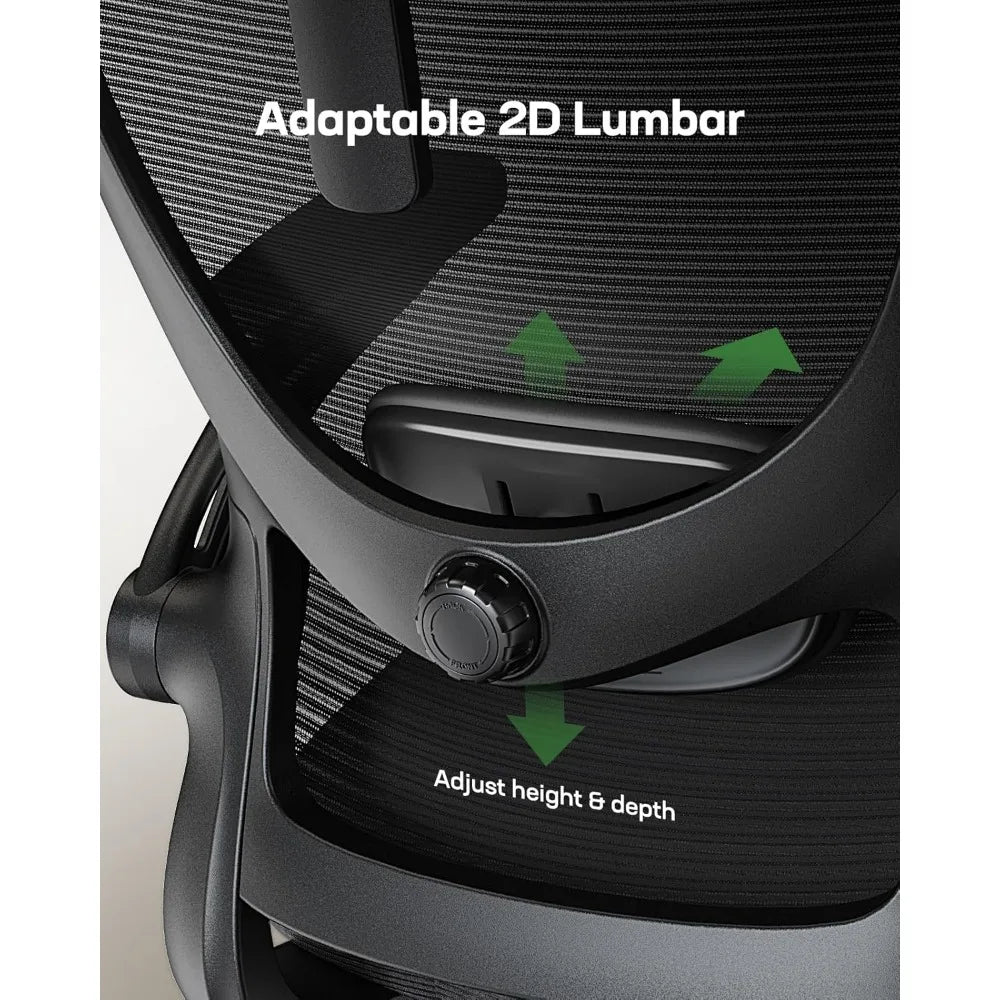 Ergonomic Office Chair with High Back Mesh, Adjustable Lumbar Support, and 3D Armrests for Comfortable Work