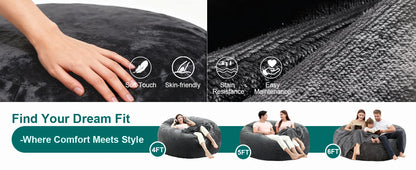 Bean Bag Chair for Adults,6FT Oversize Floor Bean Bags Offers Ample Space for Adults,Memory Foam Giant Bean Bags,Lounger Versati