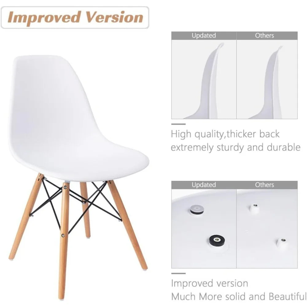 Furmax Modern Style Dining Chair Mid Century Modern DSW Chair, Shell Lounge Plastic Chair for Kitchen Chairs Set of 4(White)