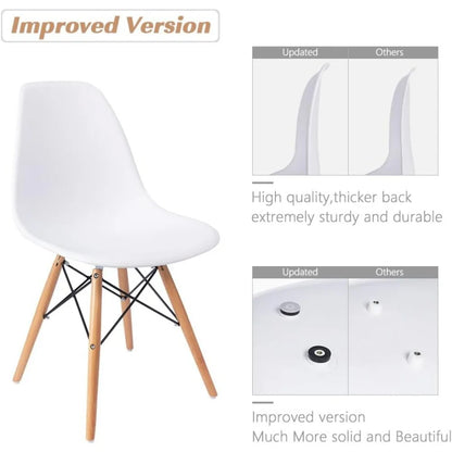 Furmax Modern Style Dining Chair Mid Century Modern DSW Chair, Shell Lounge Plastic Chair for Kitchen Chairs Set of 4(White)