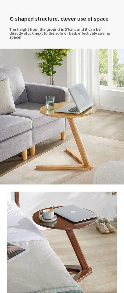 Solid wood small coffee table household living room small round table sofa edge table