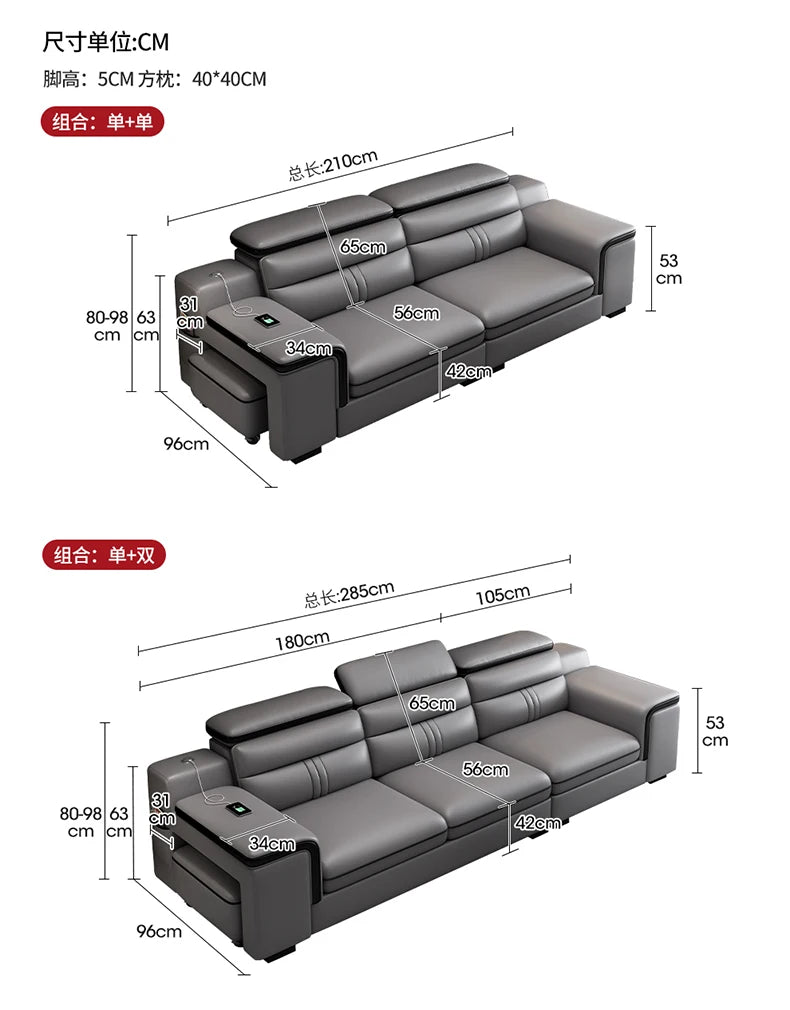 Genuine Leather Modern Sofas Luxury Classic Bedrooms Cinema Sofas Comfortable Straight Muebles Para El Hogar Home Accessories