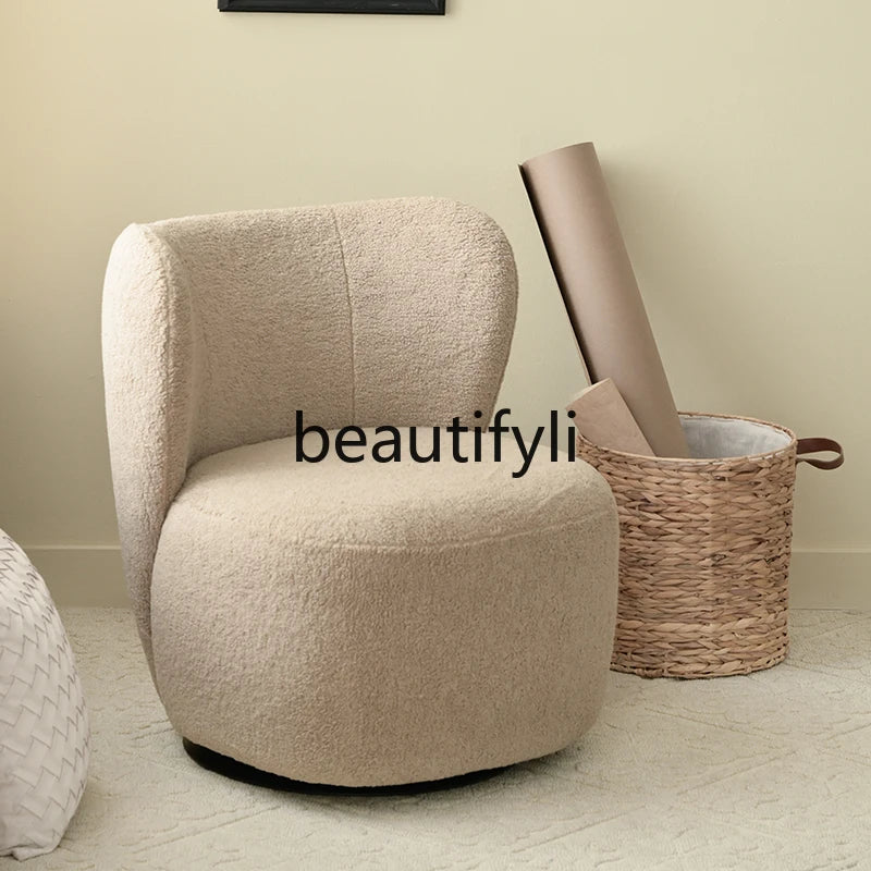 | Nordic living room single sofa chair retro study simple leisure chair rotatable