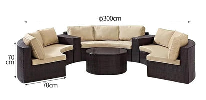 Outdoor sofa combination garden terrace leisure rattan circular courtyard outdoor open-air rattan chair sun room rattan sofa