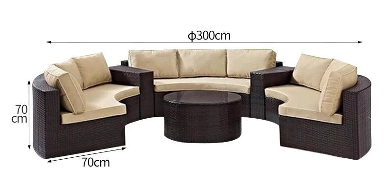 Outdoor sofa combination garden terrace leisure rattan circular courtyard outdoor open-air rattan chair sun room rattan sofa