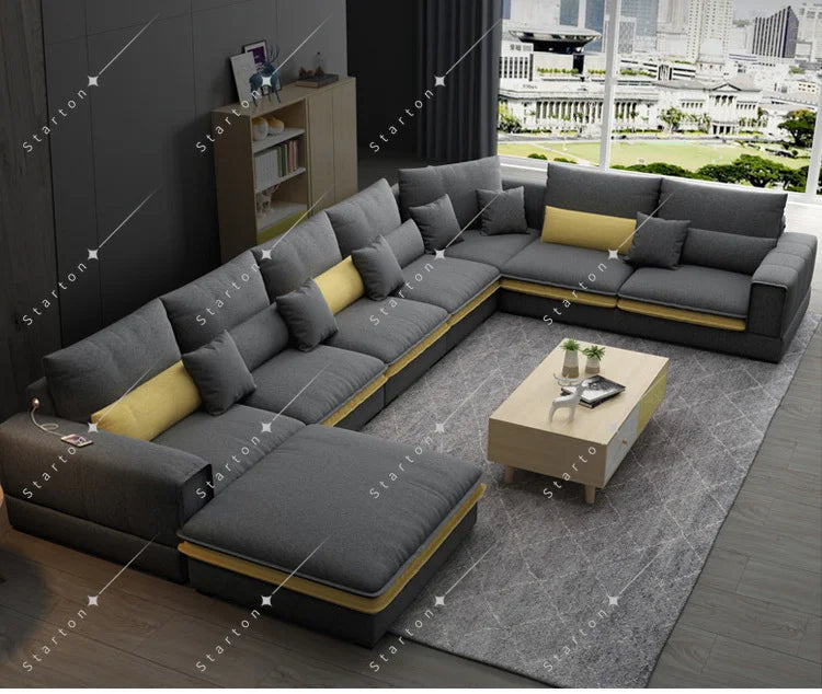 Nordic Luxury Technology Cloth Corner Fabric Sofa Set Lounge Living Room Sofas Sectional Modern  l Shaped Sofa