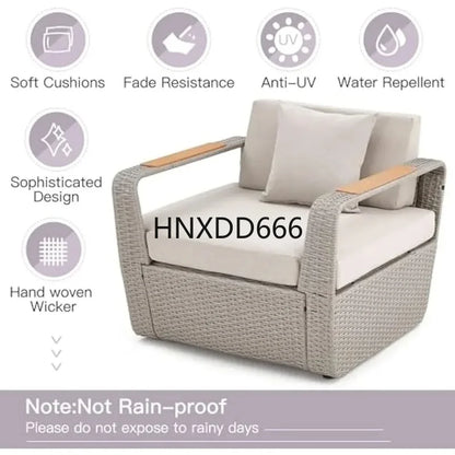 Patio Furniture Set, Outdoor Sectional Conversation Rattan Sofa with Ottoman and Storage Table Garden Sofas