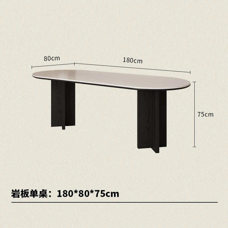 HTT oval dining table and chairs retro living room modern light luxury dining room rock slab home accessories