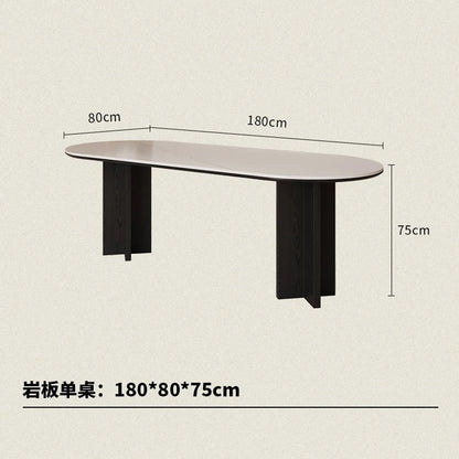 HTT oval dining table and chairs retro living room modern light luxury dining room rock slab home accessories