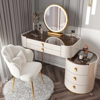 Solid wood new dresser glass bedroom modern simple style light luxury Internet celebrity small makeup table rock slab makeup