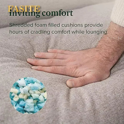 Aidan Sling Accent Chair / Metal Framed Armchair with Shredded Foam Cushioning, Oatmeal Chairs Living Room