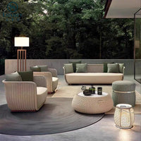 Italian Style Modern Luxury Waterproof Outdoor Rattan Garden Sofa Set For Hotels And Villas For Courtyard