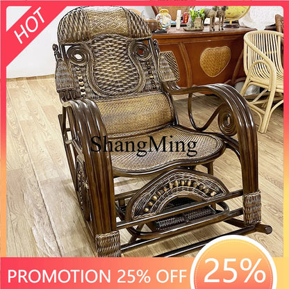 FG good-looking household rattan rocking chair balcony nap recliner new Chinese back chair