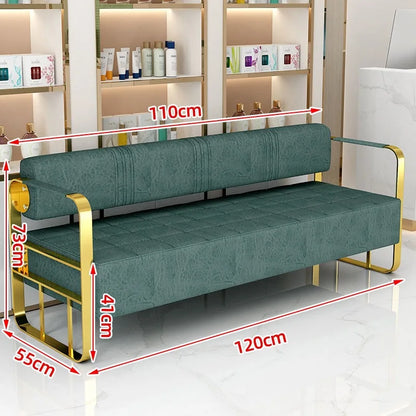Famous Hair Salon Area Bench Hair Salon Waiting Light Luxury Stainless Steel Bar Sofa