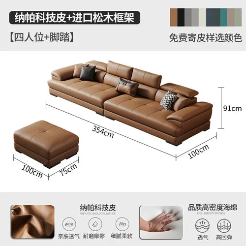 European Living Room Sofa Genuine Leather Sectional Corner Sofas Modular Luxury Sofa Sala De Estar De Luxo Modern Furniture