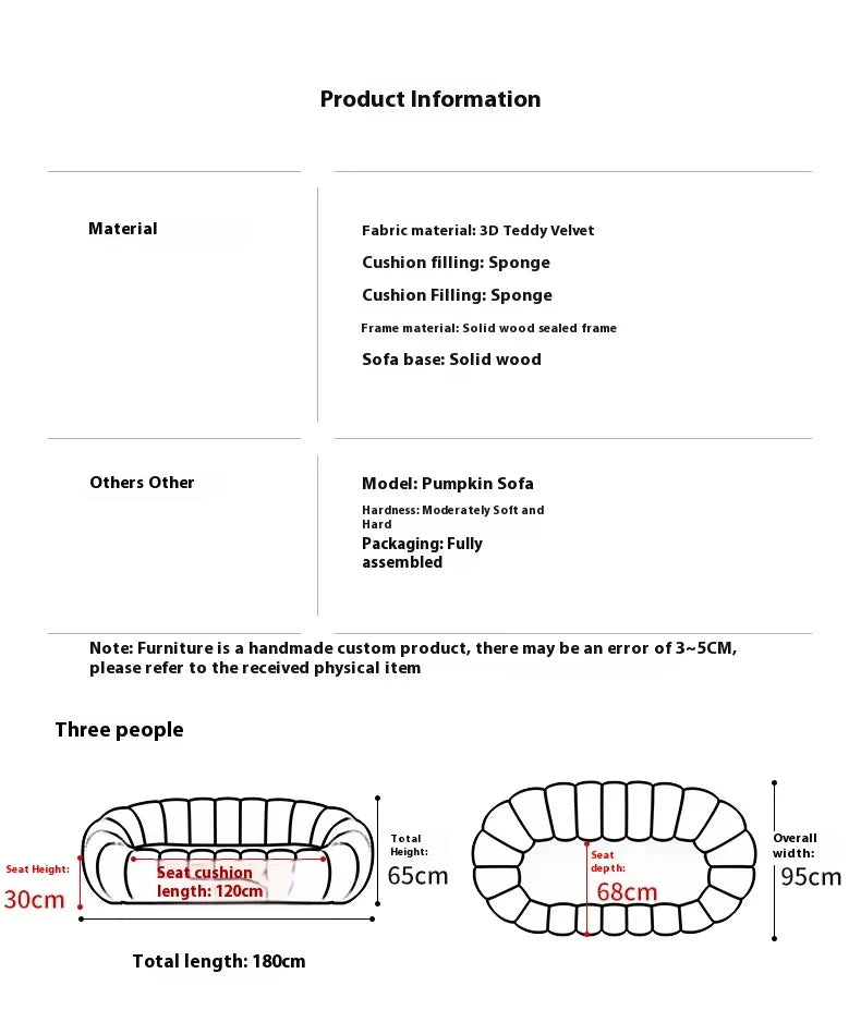 Cloud Sofa Plush Pumpkin Sofa Combination Soft And Comfortable Modern Living Room Sofa Suite Apartment Home Decoration Furniture