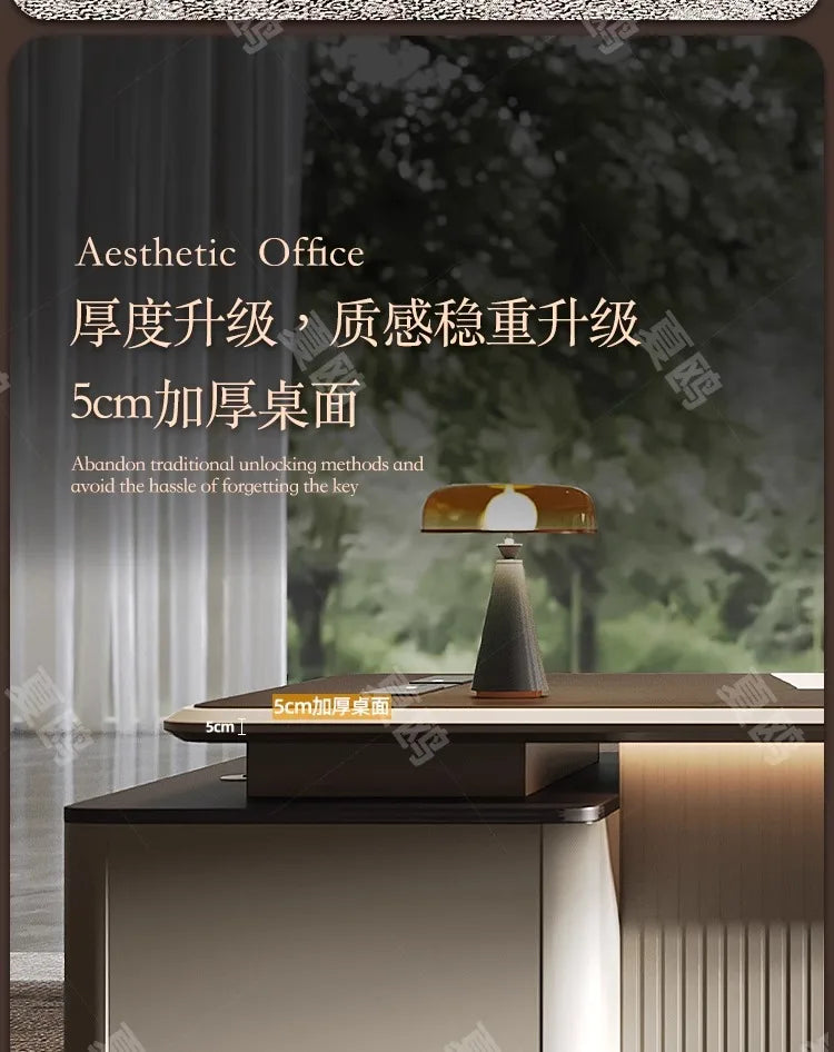 High Quality Light LuxuryOffice Desk Boss L Shaped Work Manager Computer Desks Executive Shelf Escritorio Oficina Furniture