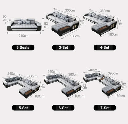 -Modern Living Room Sofa Couch Set U Shaped Couches Luxury Microfiber Leather Fabric Sectional Sofas For Home Furniture Indoor