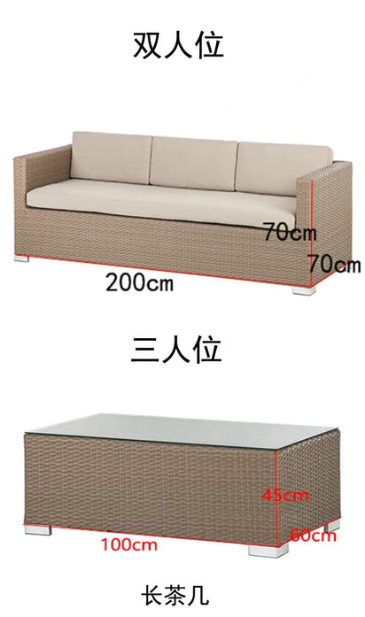 Outdoor sofa combination courtyard garden balcony leisure rattan chair