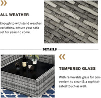 8 Pieces Patio Furniture Set with 44"  Fire Pit Table, Outdoor Sectional Wicker Conversation Sofa Sets with Coffee Table