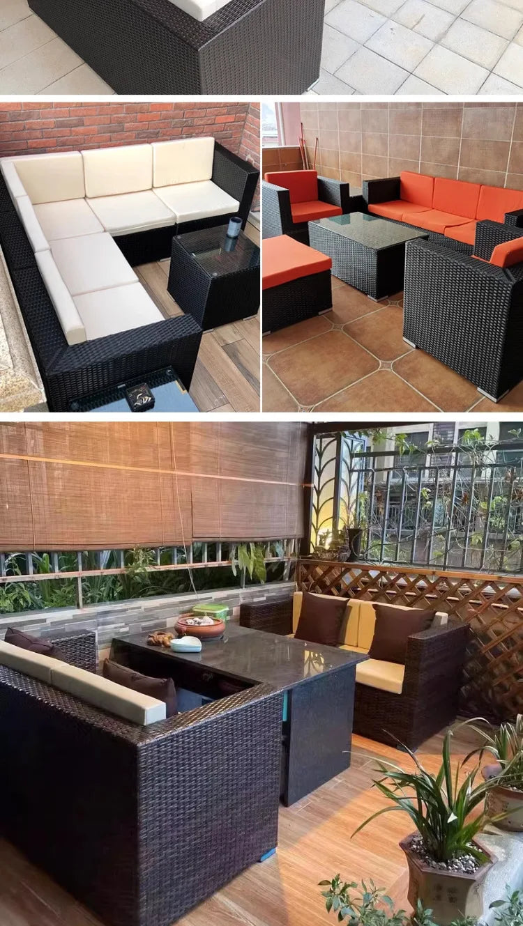 Outdoor sofa combination courtyard garden balcony rattan table and chairs terrace waterproof and sun protection outdoor