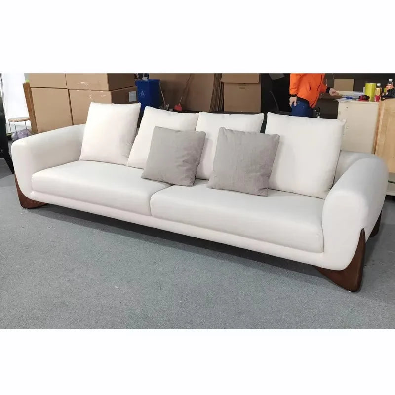Modern White Fabric 1-2 -3 -4 Seats Sofa Couch Light Luxury Designer Hotel Living Room Furniture Teddy Velvet Straight Sofa Set