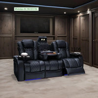 Living room villa leather sofa top layer cowhide electric multi-functional sofa audio-visual room VIP combination