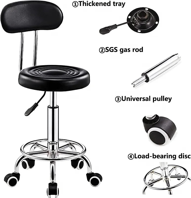 Adjustable Height Swivel Medical Clinic Classic Style Tattoo Spa Salon Barber Shop Stool Chair With Wheels