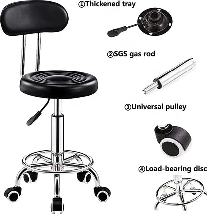 Adjustable Height Swivel Medical Clinic Classic Style Tattoo Spa Salon Barber Shop Stool Chair With Wheels
