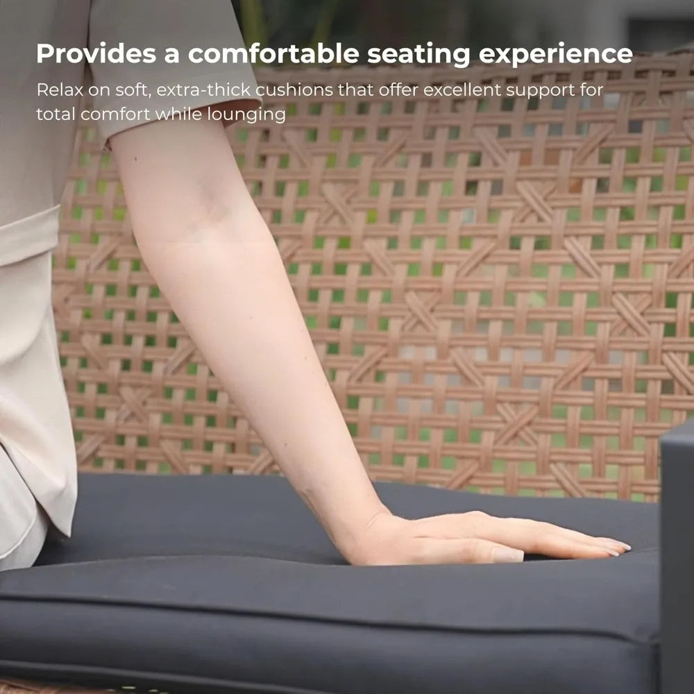 4 Pcs Patio Furniture Set, Outdoor Acacia Wood Table with 3 Chairs, All-Weather Garden Balcony Backyard Lawn Conversation Set