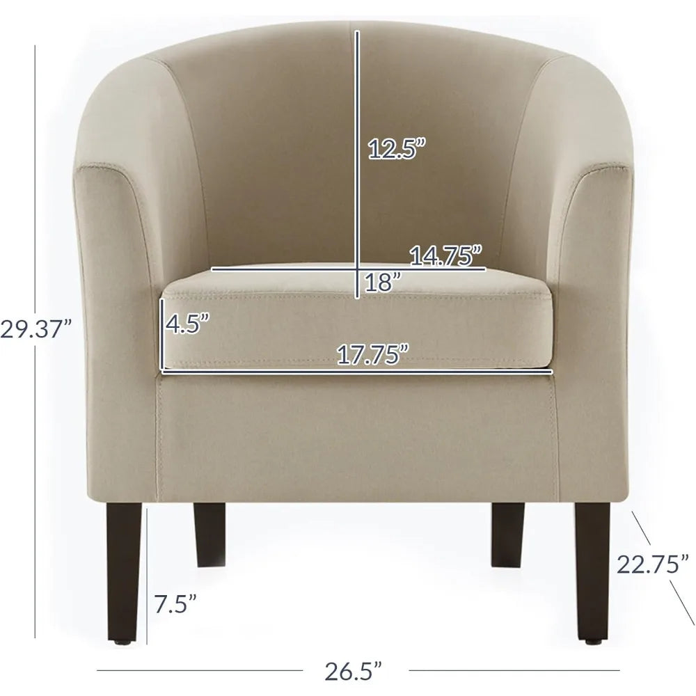 Accent Barrel Chair, Faux Leather Round Club Tub Sofa Corner Chair with Flared Legs and Cozy Soft Padding for Living Roo