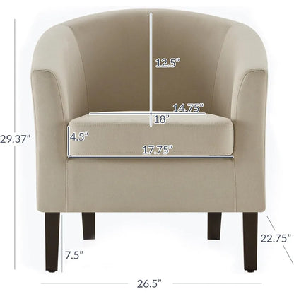 Accent Barrel Chair, Faux Leather Round Club Tub Sofa Corner Chair with Flared Legs and Cozy Soft Padding for Living Roo