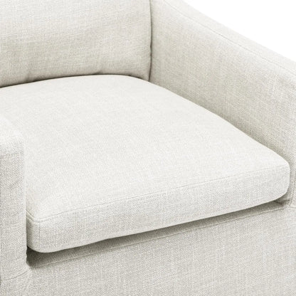 Linen Upholstered Dining Chair with 4 Casters, Ergonomic Armchair for Living Room Bedroom Office Reading