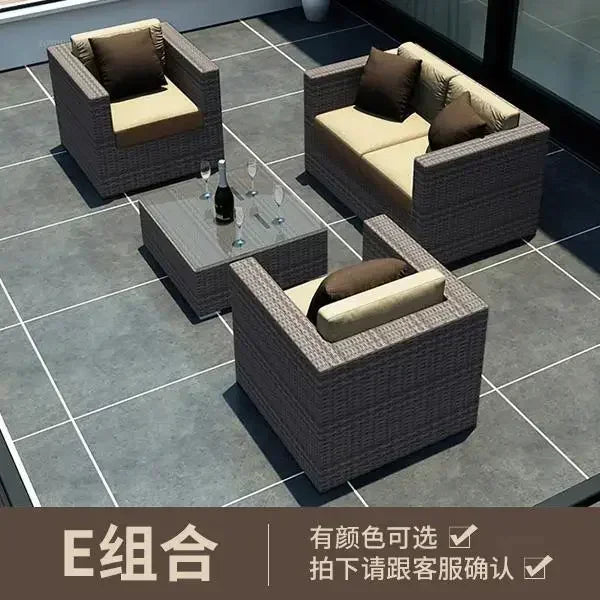 Luxury Terrace Courtyard Garden Furniture Outdoor Garden Sofa Combination Outdoor Waterproof Sun Protection Leisure Sofa Chair N