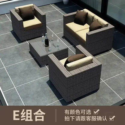 Luxury Terrace Courtyard Garden Furniture Outdoor Garden Sofa Combination Outdoor Waterproof Sun Protection Leisure Sofa Chair N