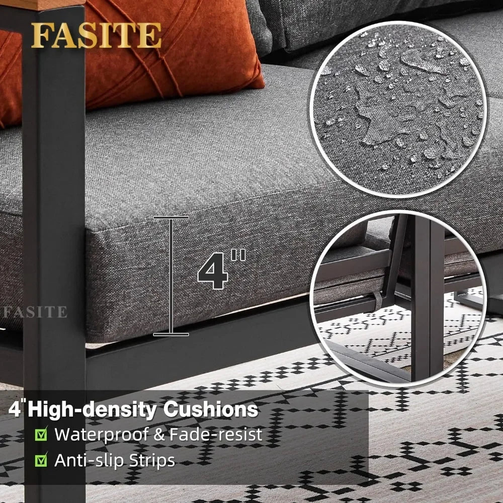 2025 New Patio Furniture Set, 4 Pieces Outdoor  with Removeble, Washable and High-Resiliency Sponge Cushions