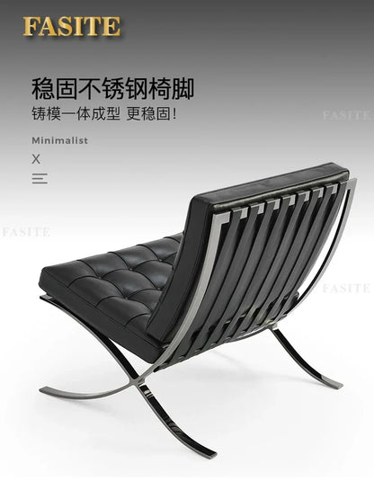 Barcelona chair Italian leather living room is very simple. Designer sofa chair balcony leisure simple fashion chair.