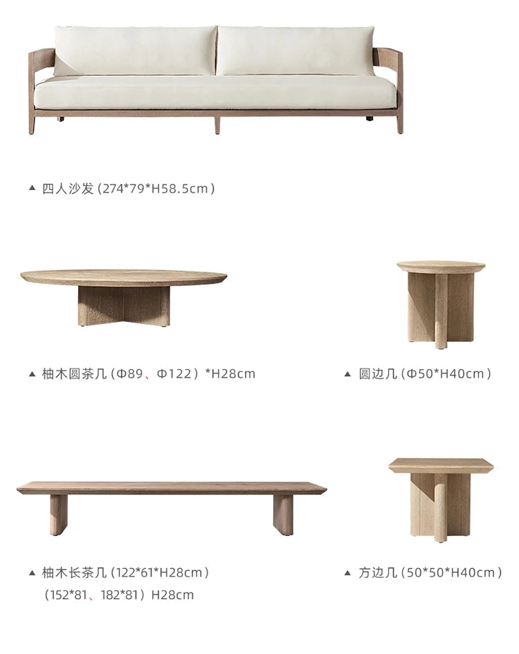Italian Style Simplicity Waterproof and Sunscreen Garden Sofas Teak Modern Garden Sofas Designer Outdoor Furniture Divano HBOS
