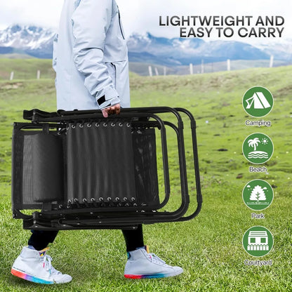 Zero Gravity Lounge Chair with Adjustable Pillow & Cup Holder, Reclining Outdoor Camping Chair for Beach Garden Patio - Black