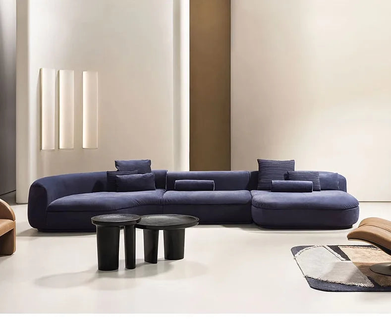 Curved sofa minimalist designer large corner fabric sofa combination