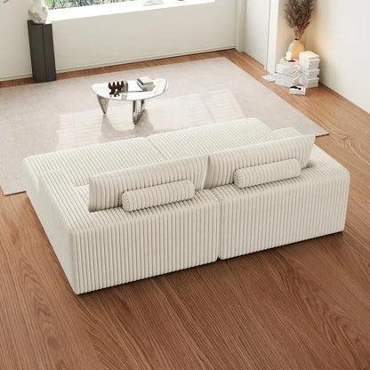 102" Oversized Sectional Couch with No Assembly, Cloud Plush Loveseat, 2 Removable Ottomans, Fluffy Modern Sleeper Chair for